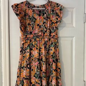 Floral women’s  Dress in Black and Orange